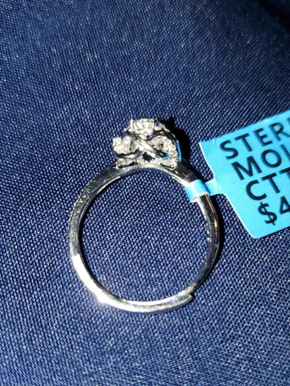 .925ss Moissanite Halo Engagement Ring - adj sz 5-9 w/GRA